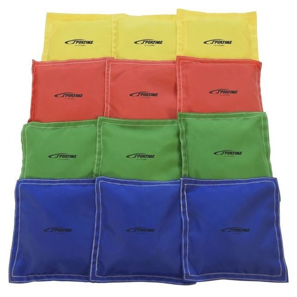 Sportime BEAN BAG NYLON 5X5 - 4 COLORS - SET OF 12 PK BBP-POLECE5PK12C4